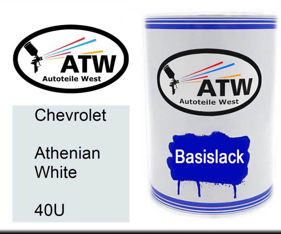 Chevrolet, Athenian White, 40U: 500ml Lackdose, von ATW Autoteile West.